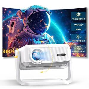 Lisowood L02 Portable Mini Projector WiFi & Bluetooth, 1080P, 550 ANSI, 360°Adju
